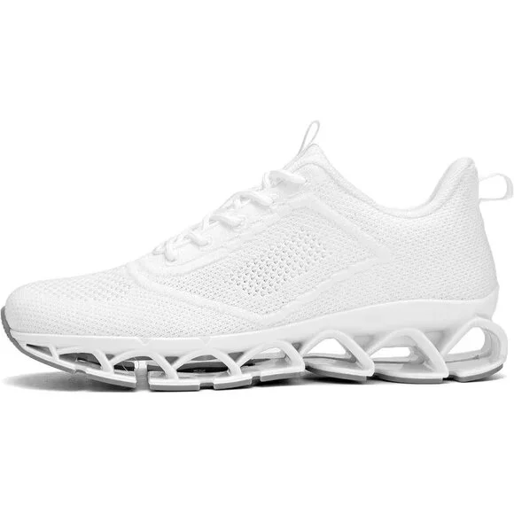 Women's All White Sport Gym Walking Running Tennis  Athletic Sneakers Shoes - Picture 2 of 7